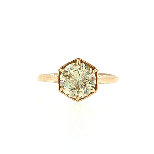 2.01 Old European Cut Diamond Engagement Ring 14k Yellow Gold