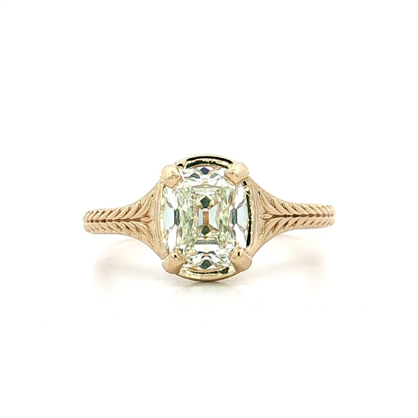 2.01 Old Mine Cushion Diamond Engagement Ring 14k