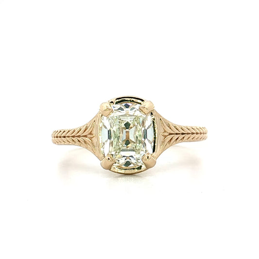 2.01 Old Mine Cushion Diamond Engagement Ring 14k