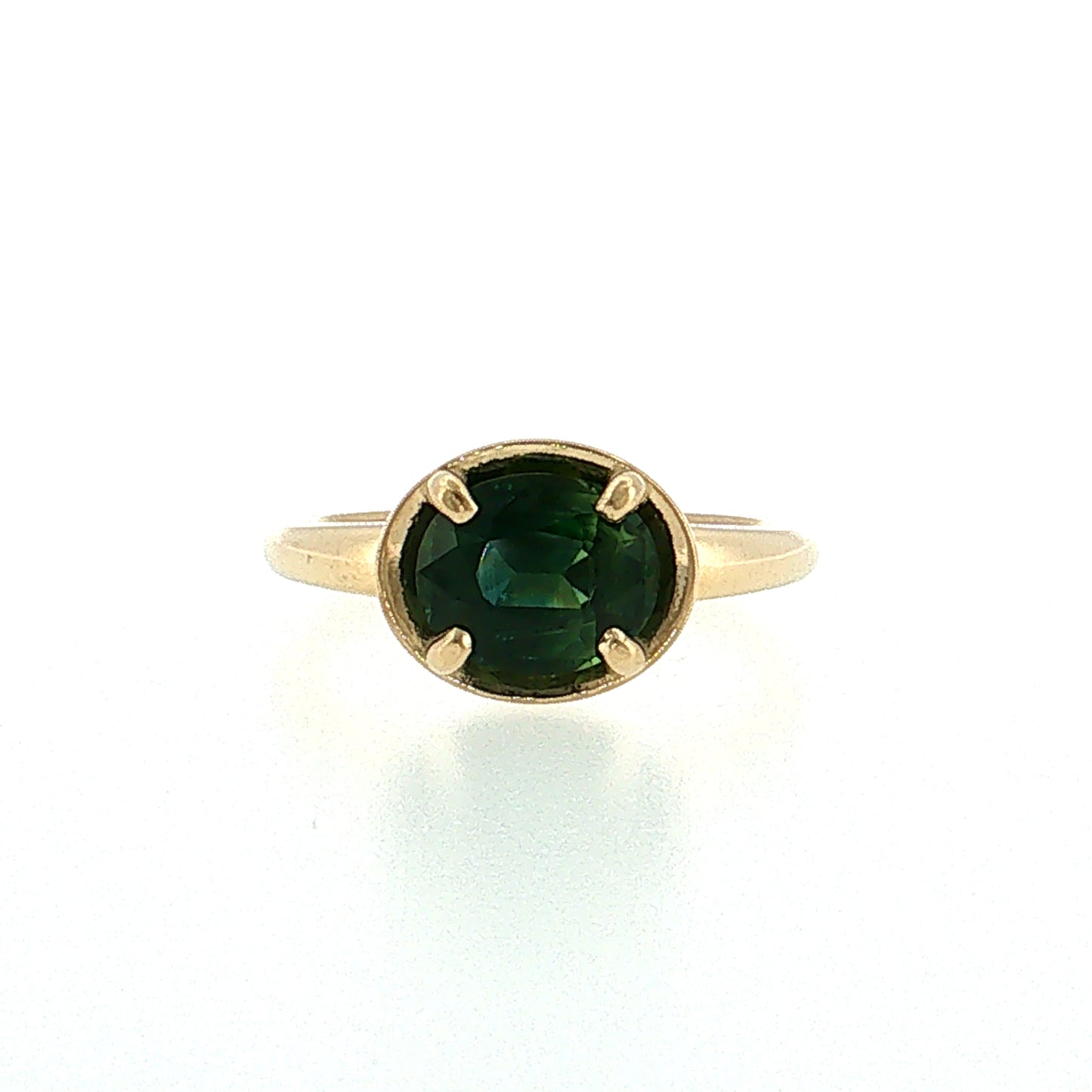 2.01 Oval Green Sapphire Engagement Ring 14k