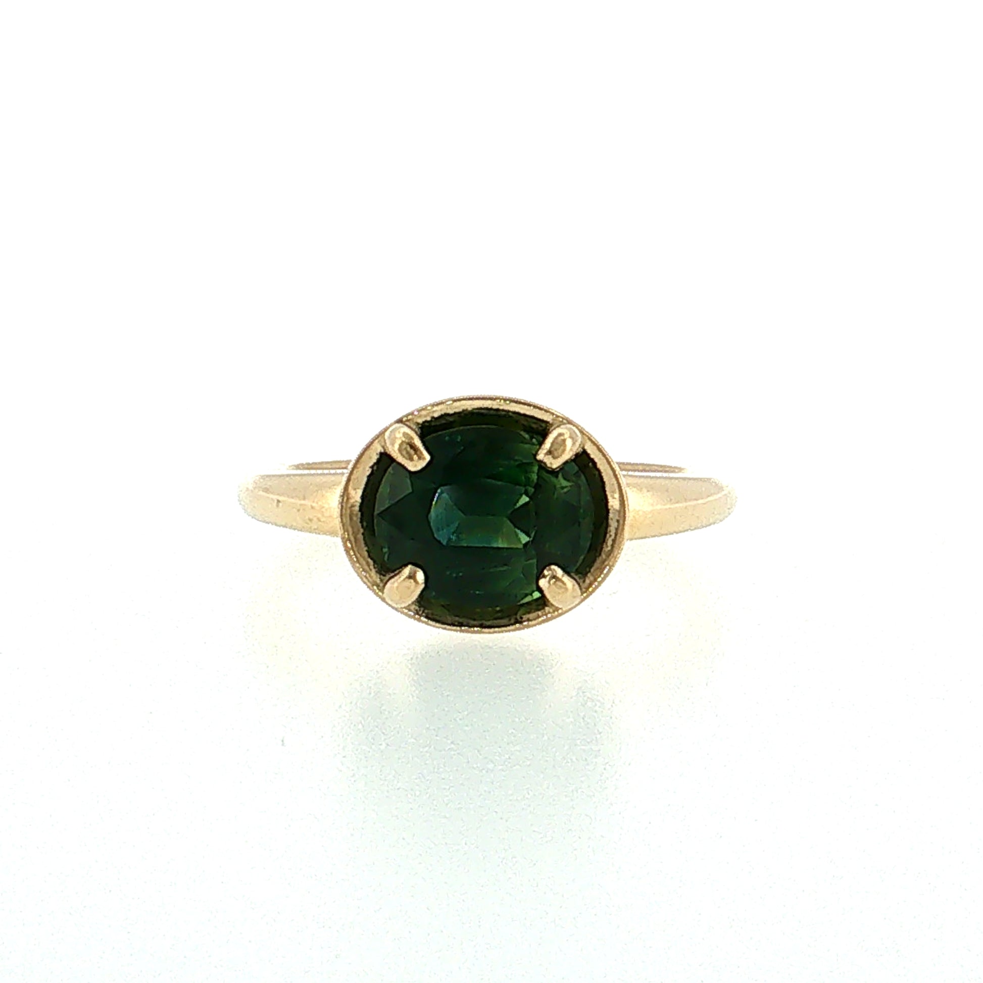2.01 Oval Green Sapphire Engagement Ring 14k