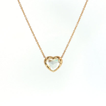 2.01 Rose Cut Diamond Heart Pendant 18k Yellow Gold