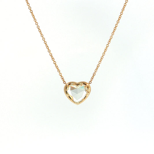 2.01 Rose Cut Diamond Heart Pendant 18k Yellow Gold