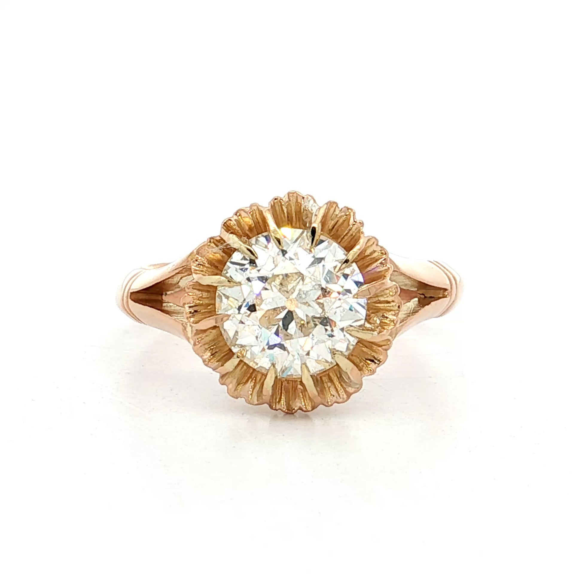 2.01 Vintage Victorian Euro Diamond Engagement Ring 18k