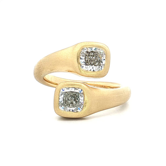 2.02 Cushion Diamond Bypass Ring 18k Yellow Gold
