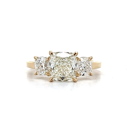 2.02 Cushion Three Stone Engagement Ring 14k