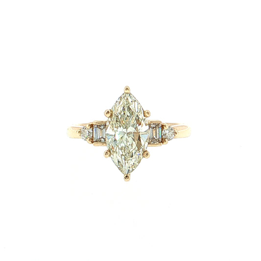 2.02 Marquise Diamond Engagement Ring 14k Yellow Gold