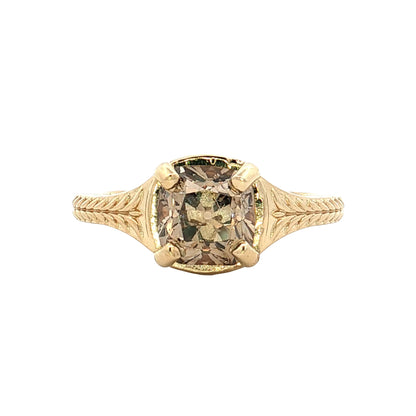 2.02 Old Mine Cushion Diamond Solitaire Ring 14k