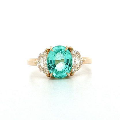 2.02 Paraiba Tourmaline Three Stone Engagement Ring 14k