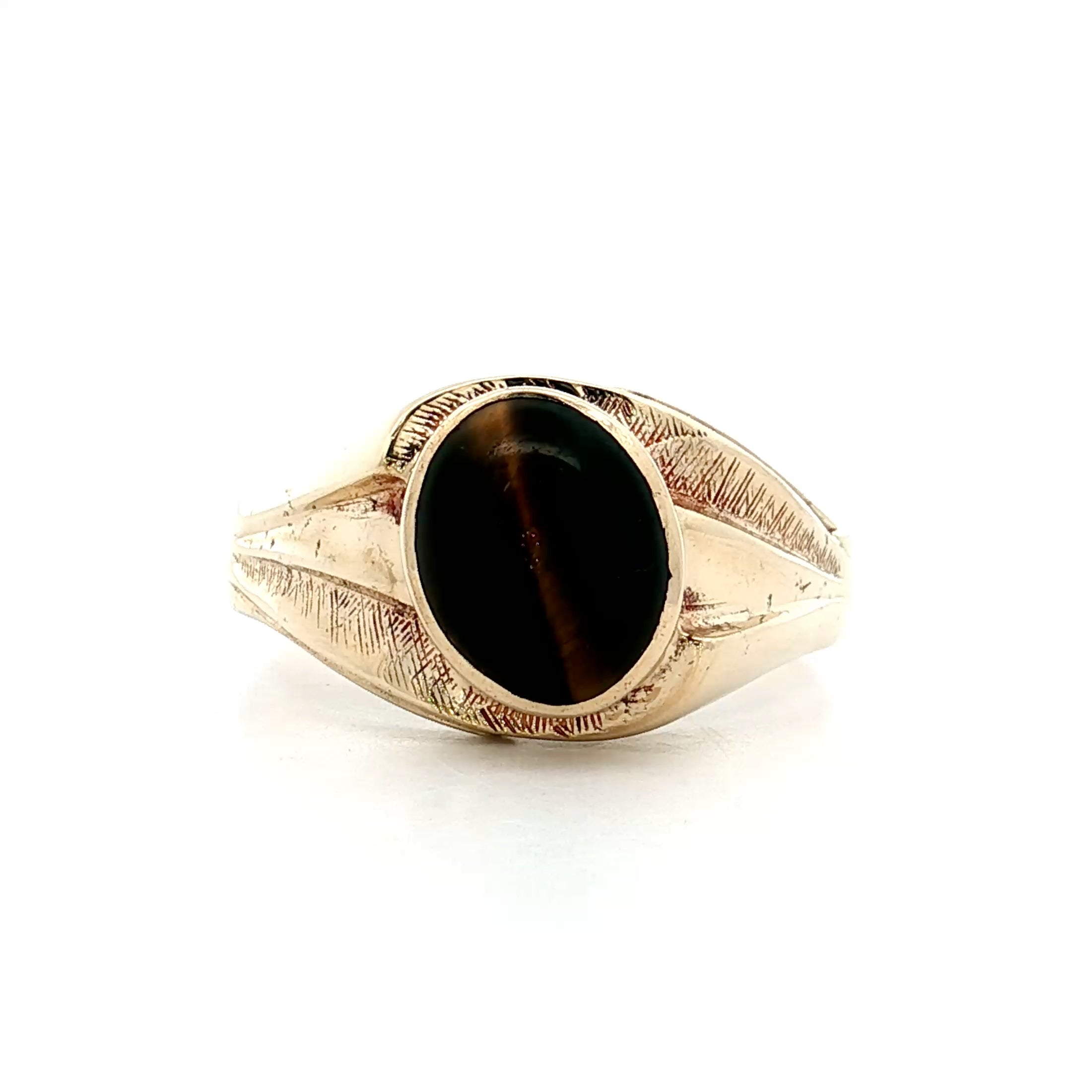 2.02 Vintage Mid-Century Tiger's Eye Cocktail Ring 10k – Filigree