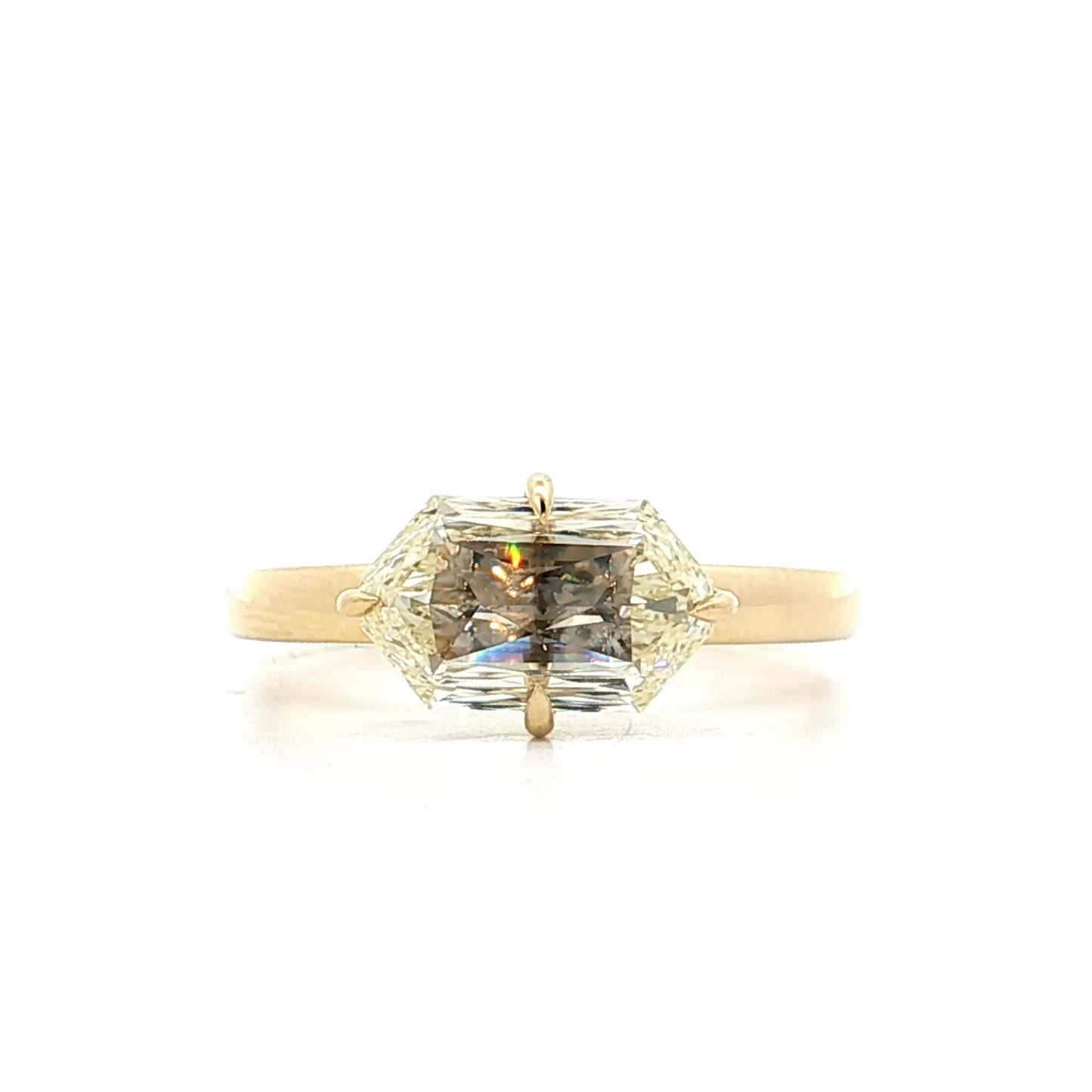 2.03 Hexagon Diamond Engagement Ring in 14k