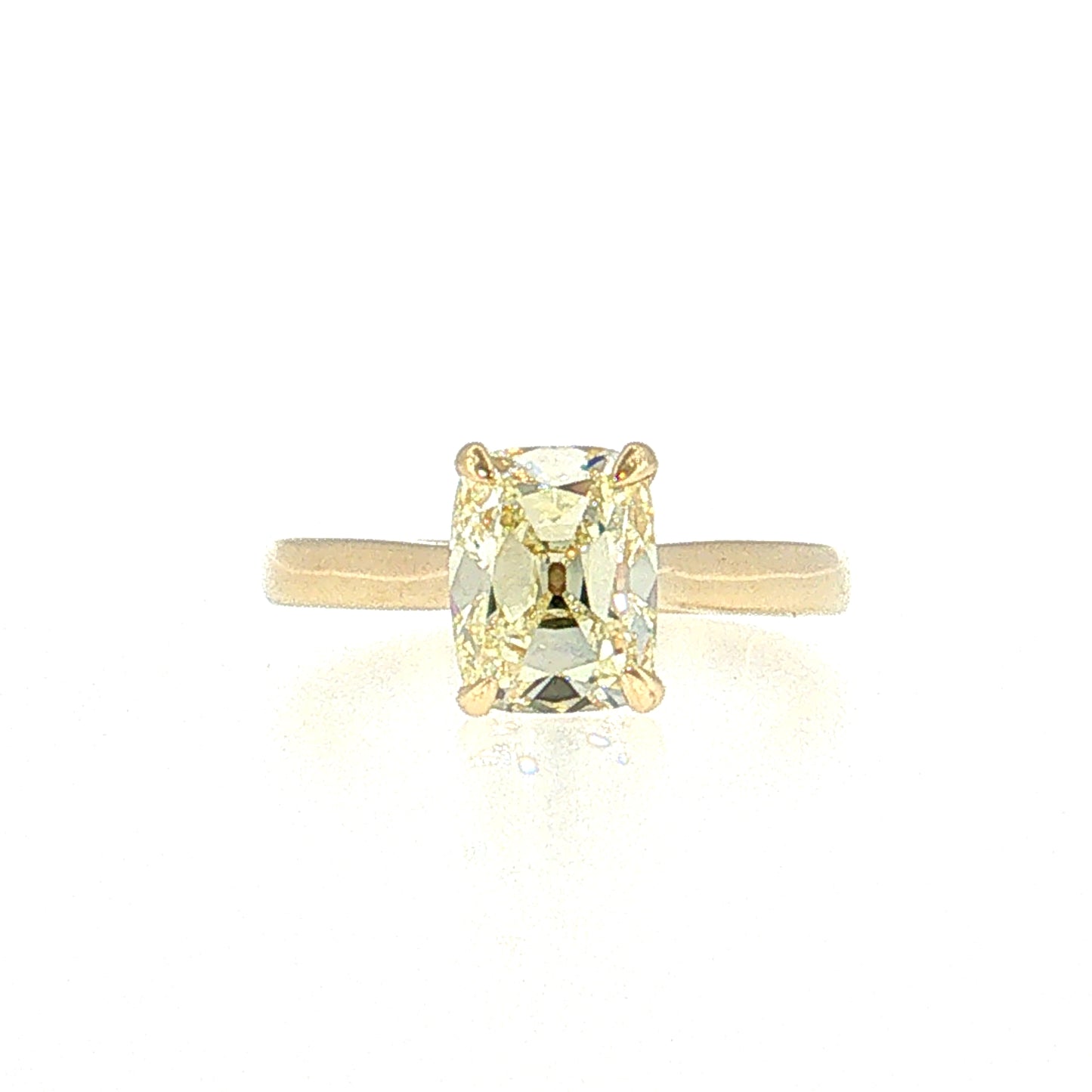 2.03 Old Mine Cushion Diamond Solitaire Ring 14k