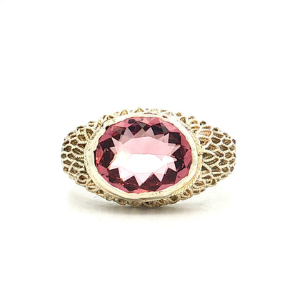 2.03 Oval Pink Tourmaline Cocktail Ring 14k