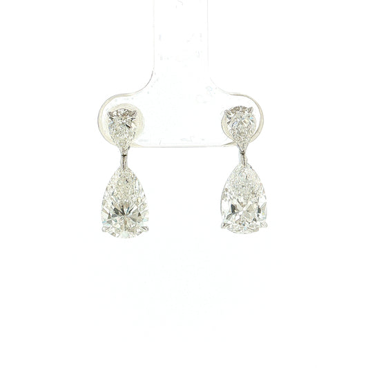 2.03 Pear Cut Diamond Drop Earrings 18k White Gold