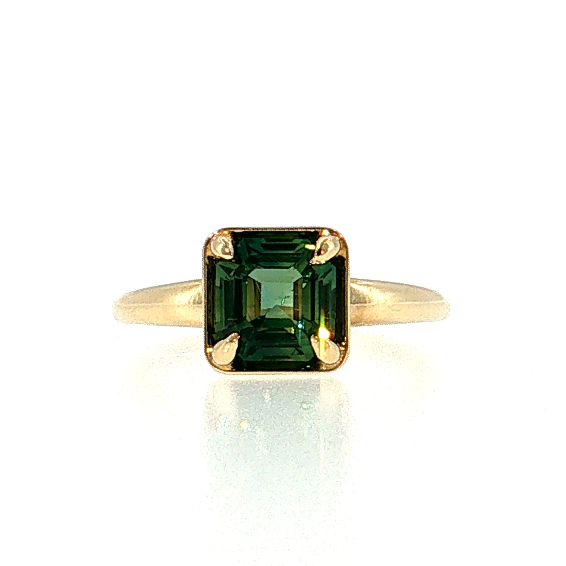 2.04 Asscher Sapphire Solitaire Engagement Ring 14k