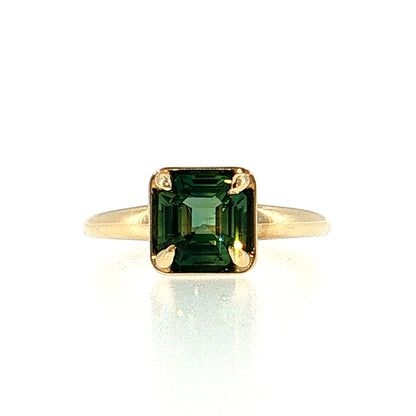 2.04 Asscher Sapphire Solitaire Engagement Ring 14k