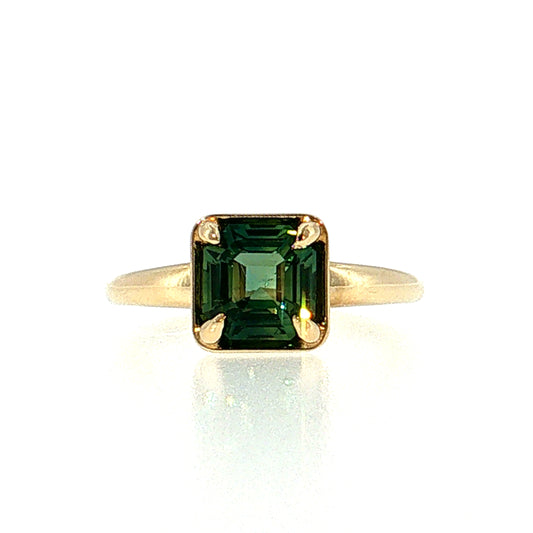 2.04 Asscher Sapphire Solitaire Engagement Ring 14k