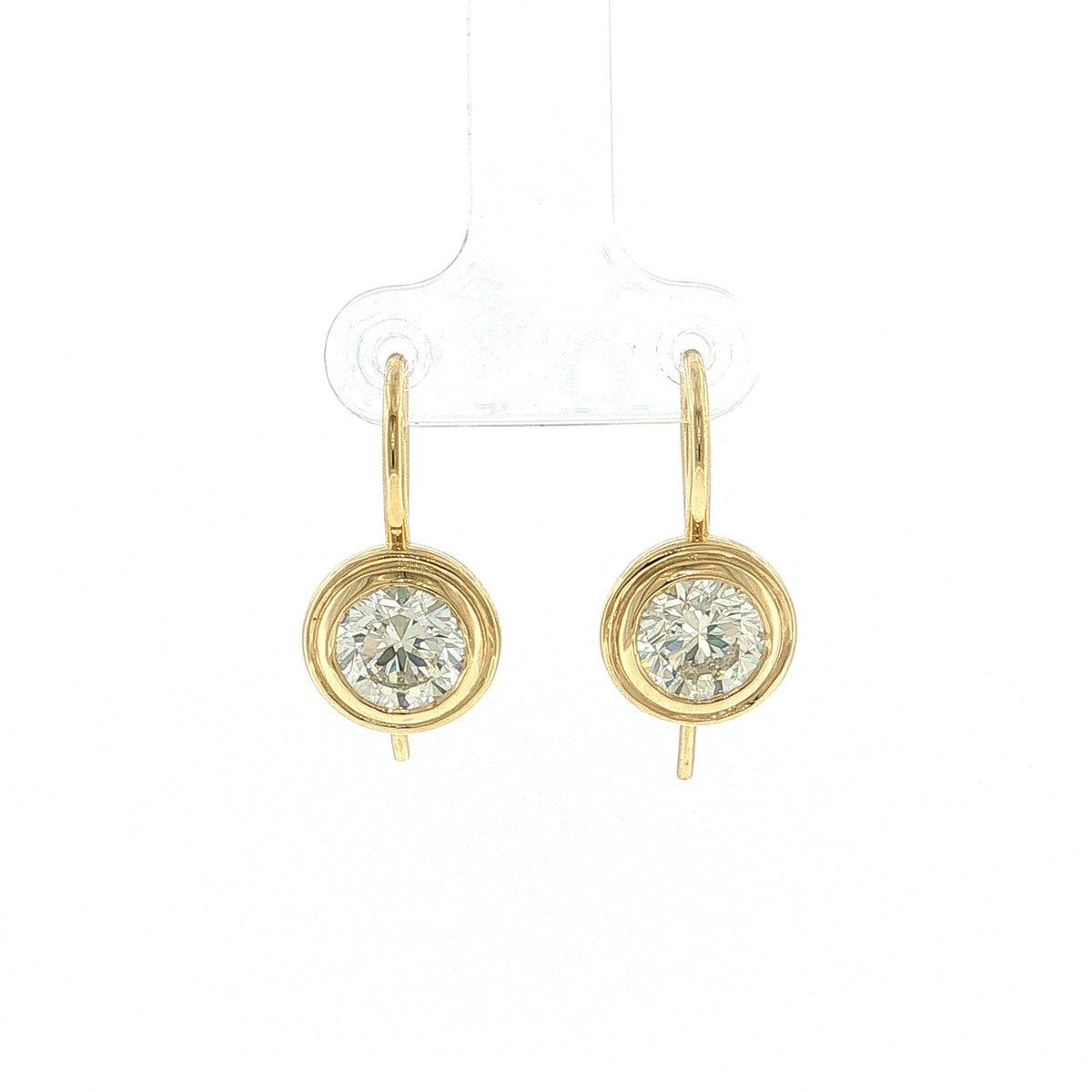 2.05 GIA Round Brilliant Diamond Drop Earrings 18k