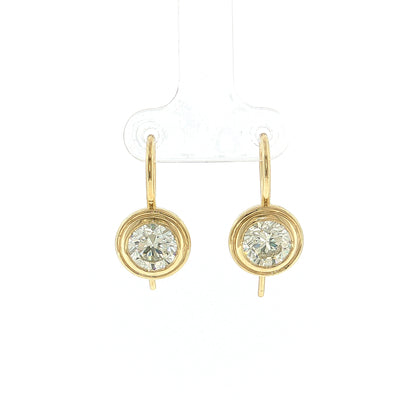 2.05 GIA Round Brilliant Diamond Drop Earrings 18k