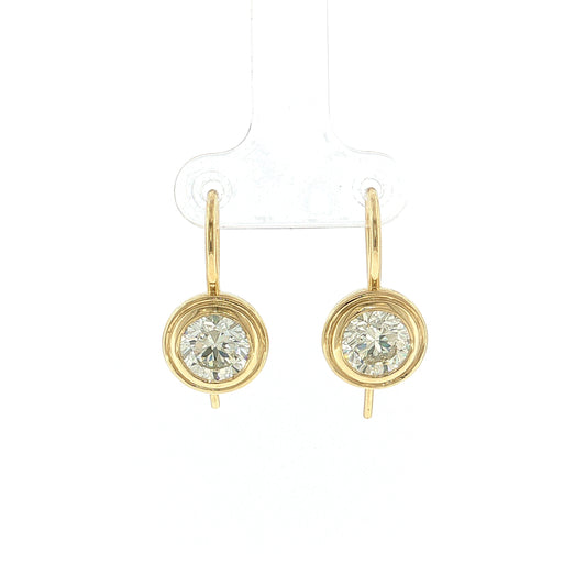 2.05 GIA Round Brilliant Diamond Drop Earrings 18k