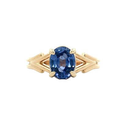 2.05 Oval Blue Sapphire Engagement Ring 14k