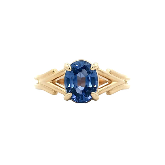 2.05 Oval Blue Sapphire Engagement Ring 14k