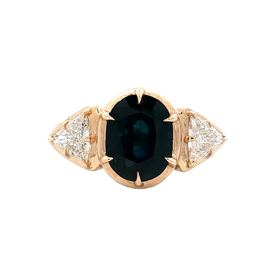2.05 Oval Sapphire Engagement Ring 14k Yellow Gold