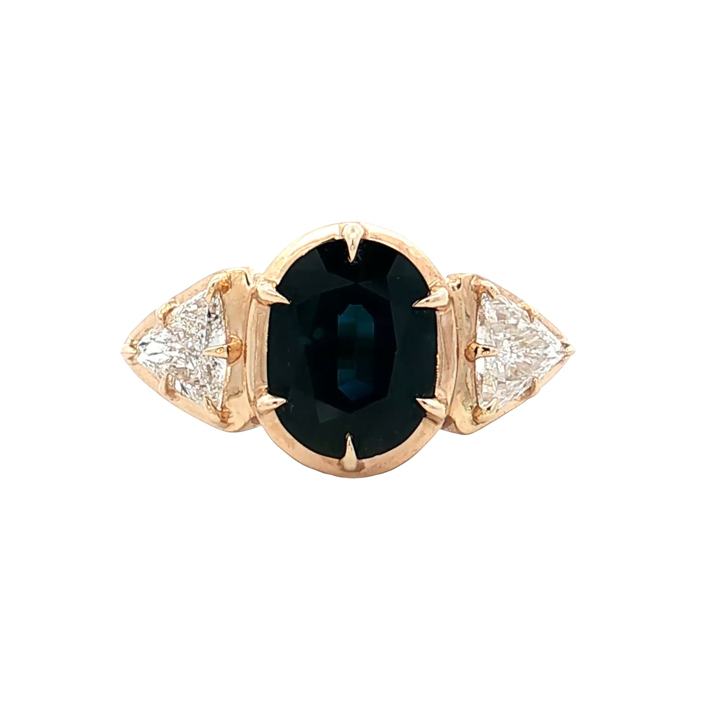 2.05 Oval Sapphire Engagement Ring 14k Yellow Gold