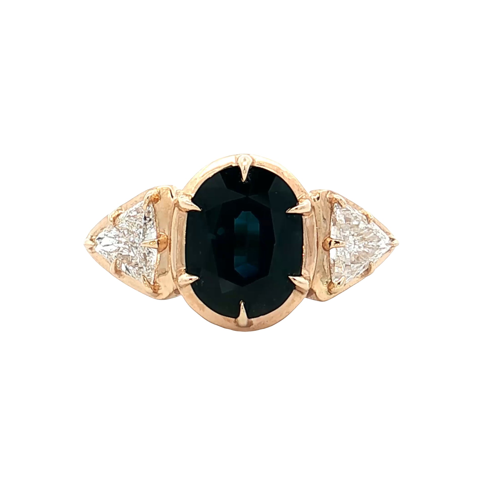 2.05 Oval Sapphire Engagement Ring 14k Yellow Gold