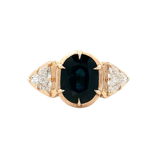 2.05 Oval Sapphire Engagement Ring 14k Yellow Gold