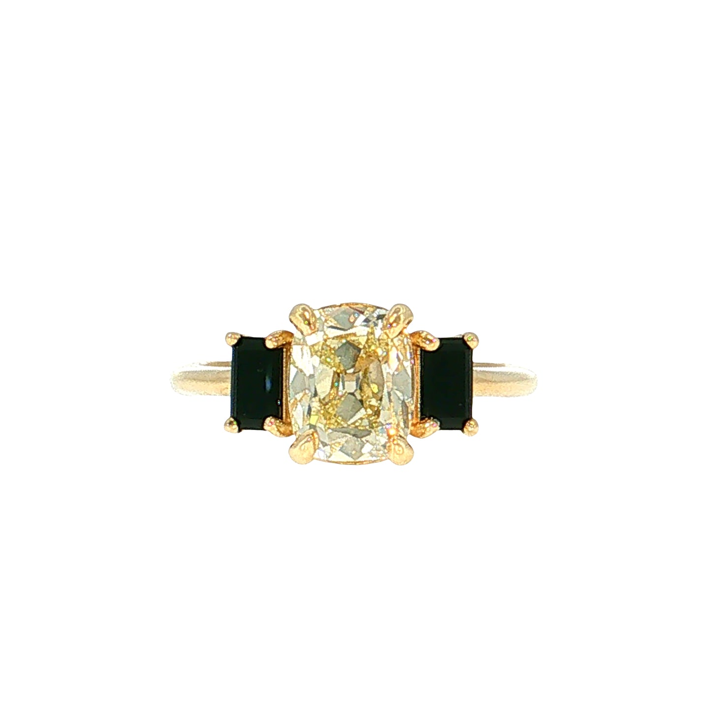 2.06 GIA Diamond & Onyx Engagement Ring 14k