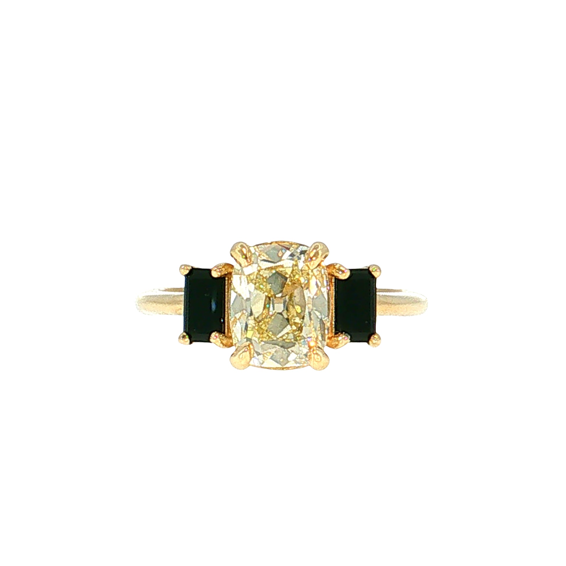 2.06 GIA Diamond & Onyx Engagement Ring 14k