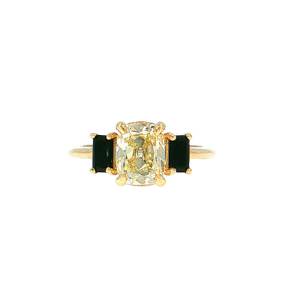 2.06 GIA Diamond & Onyx Engagement Ring 14k