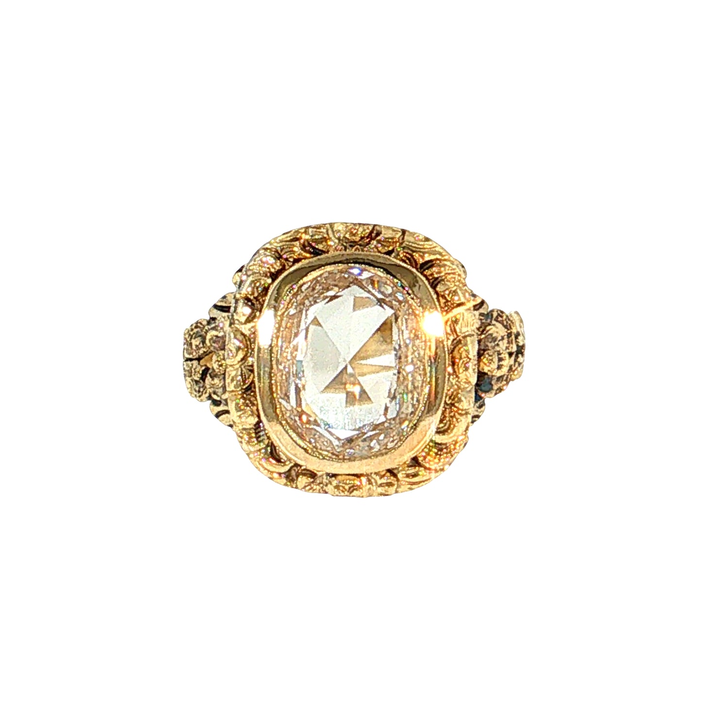 2.07 Vintage Victorian Rose Diamond Engagement Ring 14k