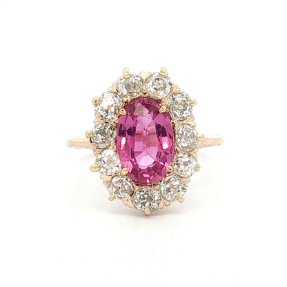 2.09 Antique Victorian Pink Sapphire Engagement Ring 14k