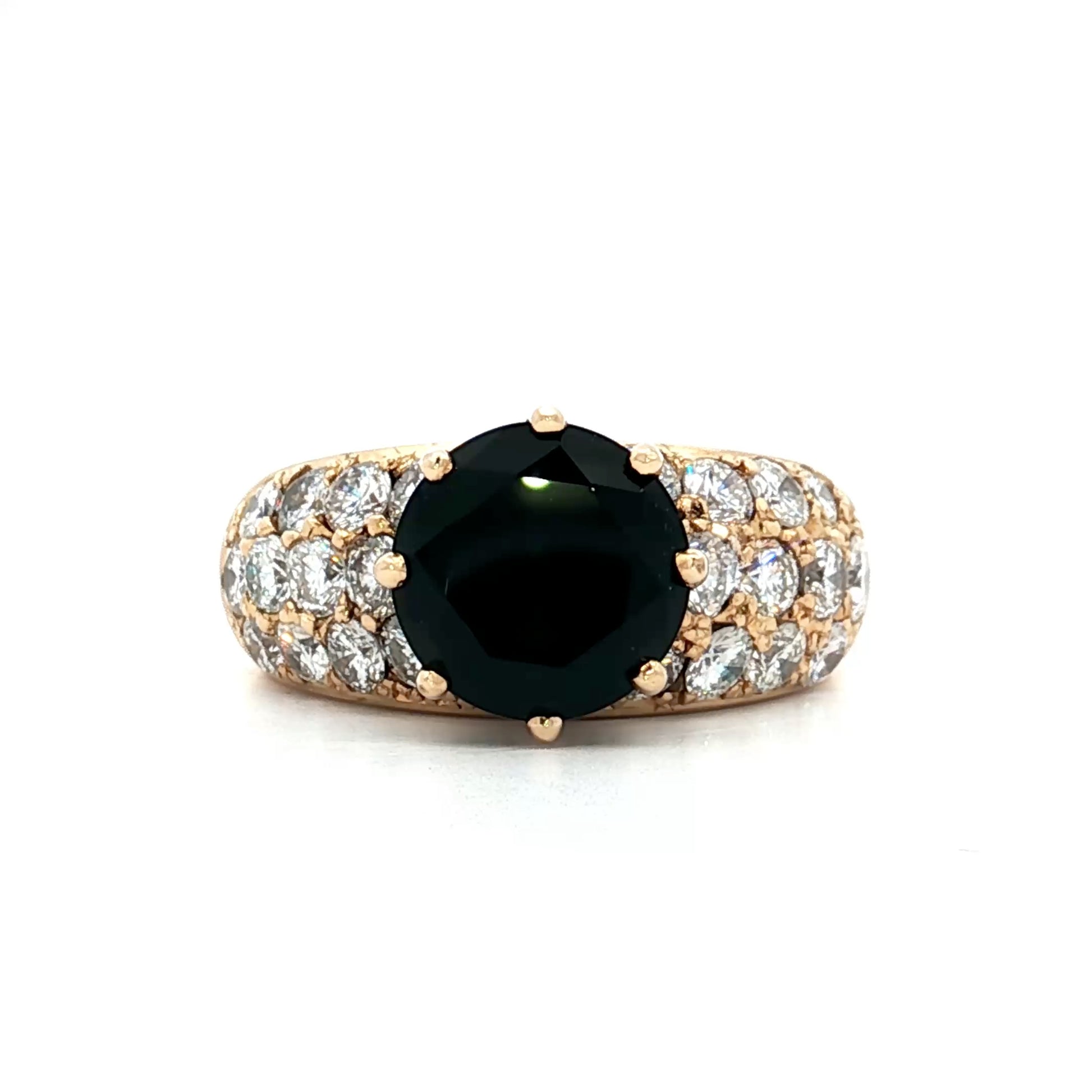 2.10 Black Onyx & Diamond Cocktail Ring in 18k