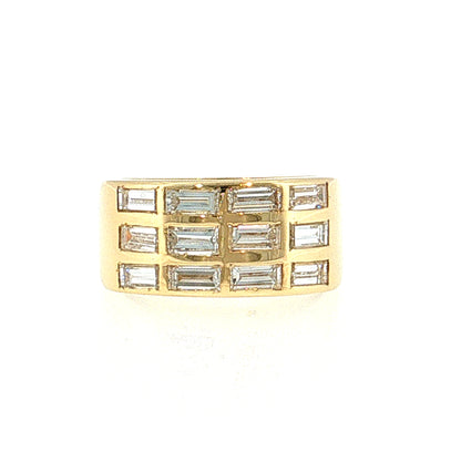 2.16 Diamond Baguette Cocktail Ring 18k Yellow Gold