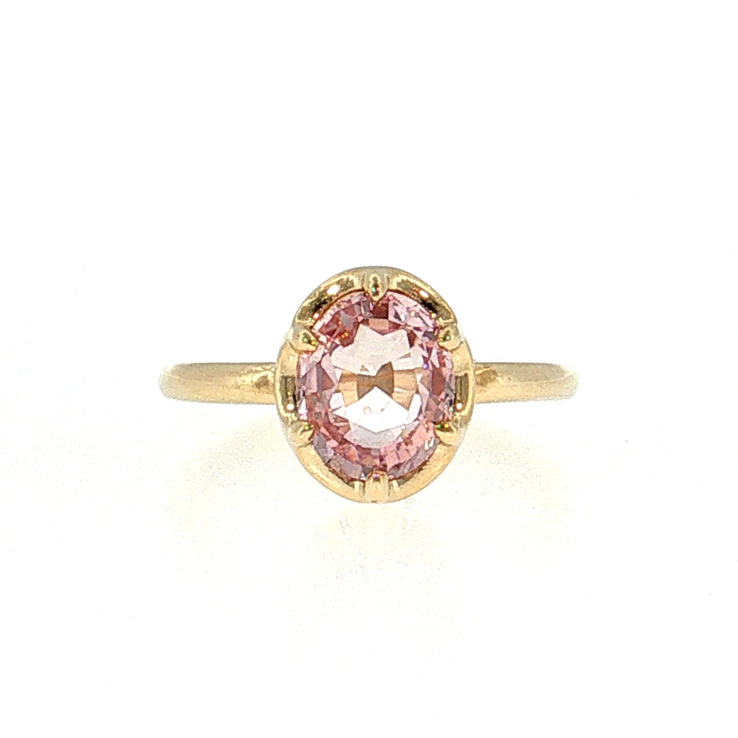 2.24 Oval Padparadscha Sapphire Solitaire Ring 14k