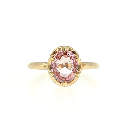 2.24 Oval Padparadscha Sapphire Solitaire Ring 14k