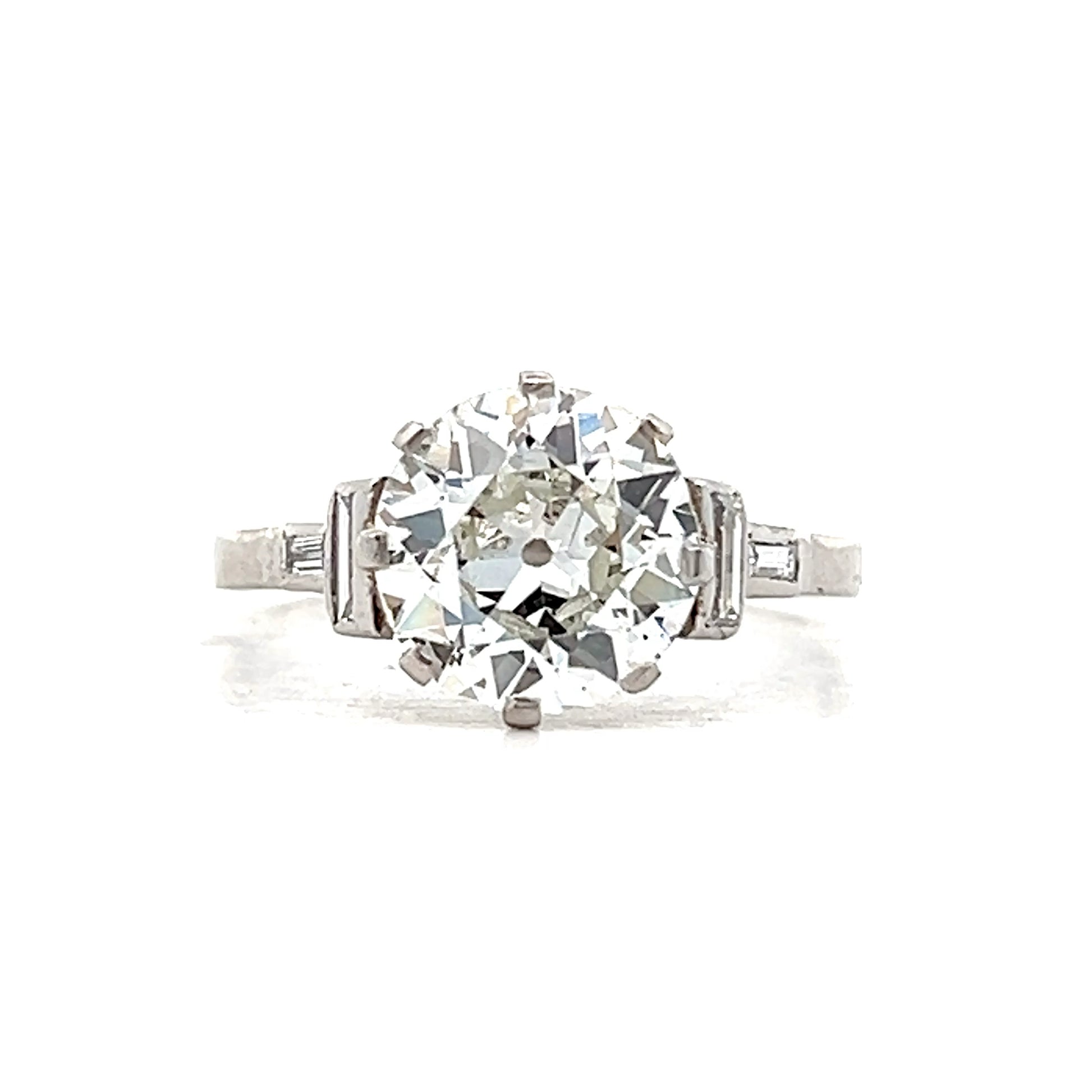 2.24 Vintage Old European Diamond Engagement Ring Platinum