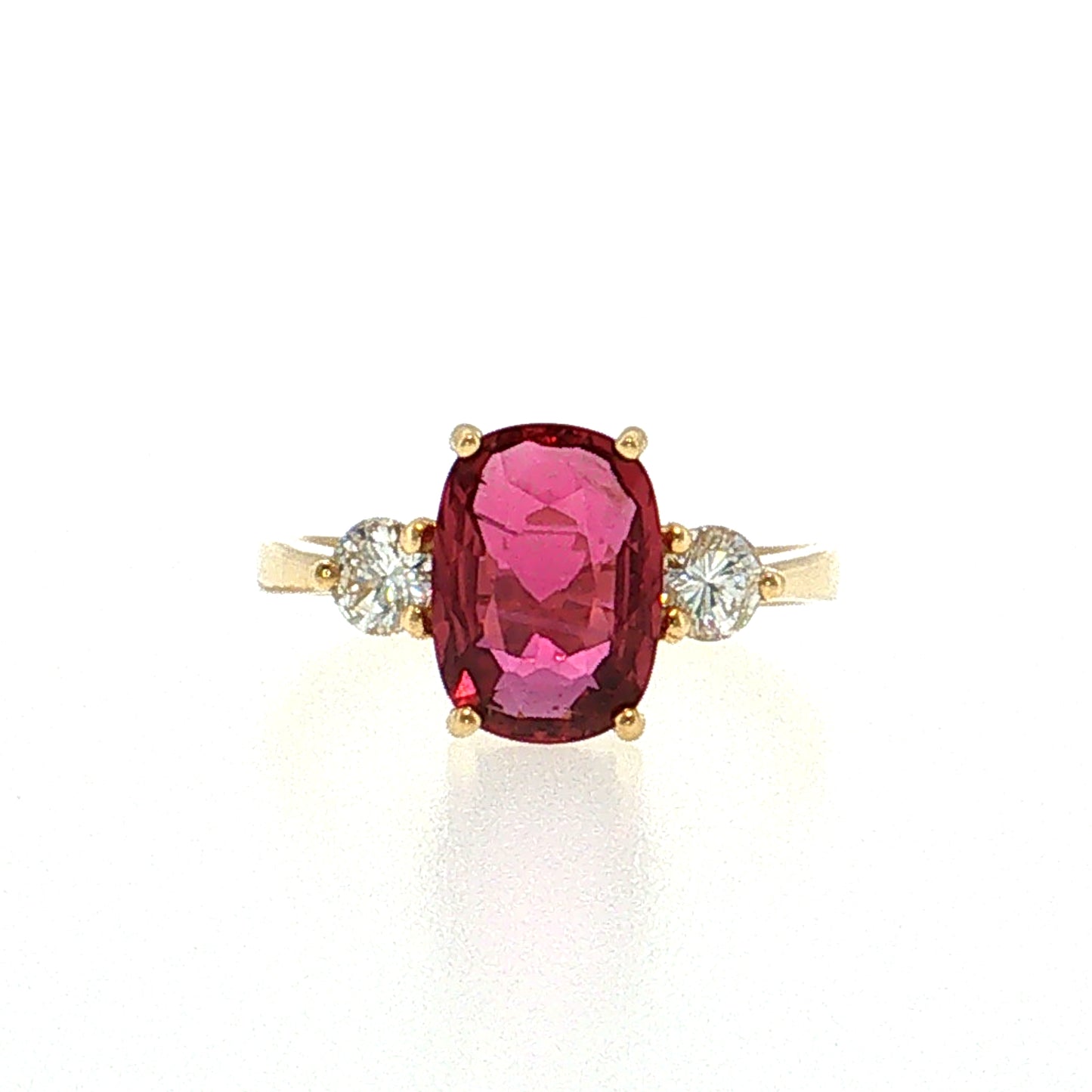 2.25 Ruby & Diamond Three Stone Ring 18k