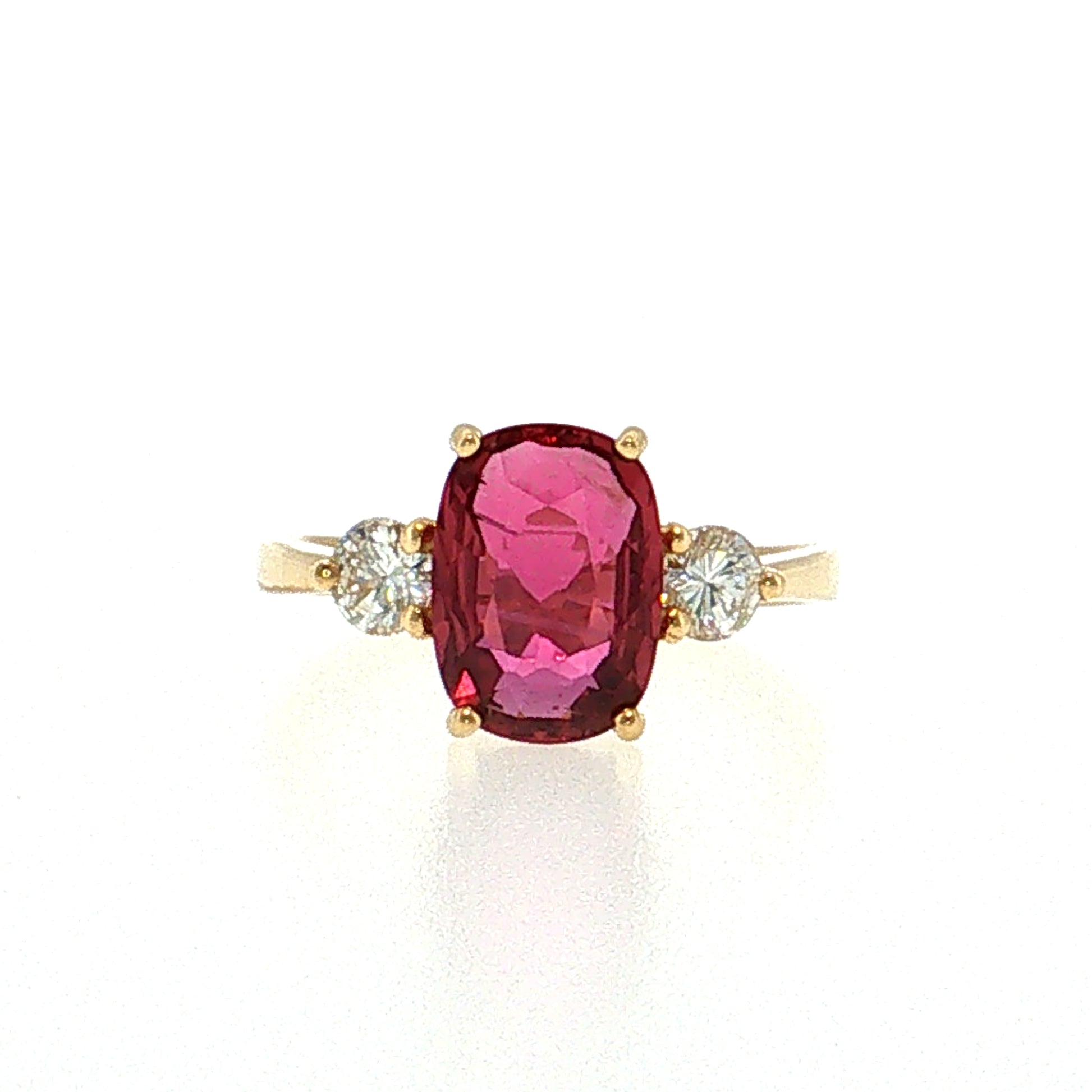 2.25 Ruby & Diamond Three Stone Ring 18k