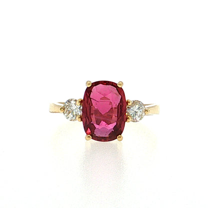 2.25 Ruby & Diamond Three Stone Ring 18k