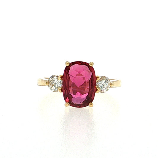 2.25 Ruby & Diamond Three Stone Ring 18k