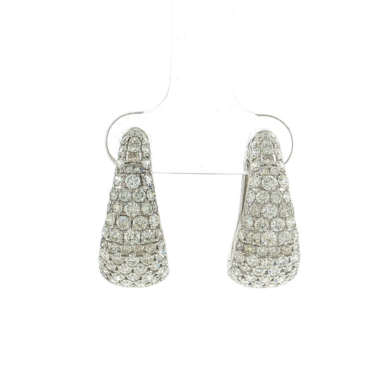 2.28 Carat Diamond Hoop Earrings 14K White Gold