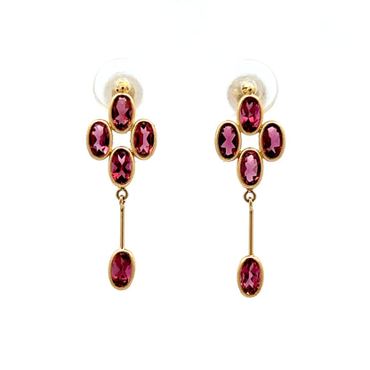2.30 Pink Tourmaline Drop Earrings in 18k