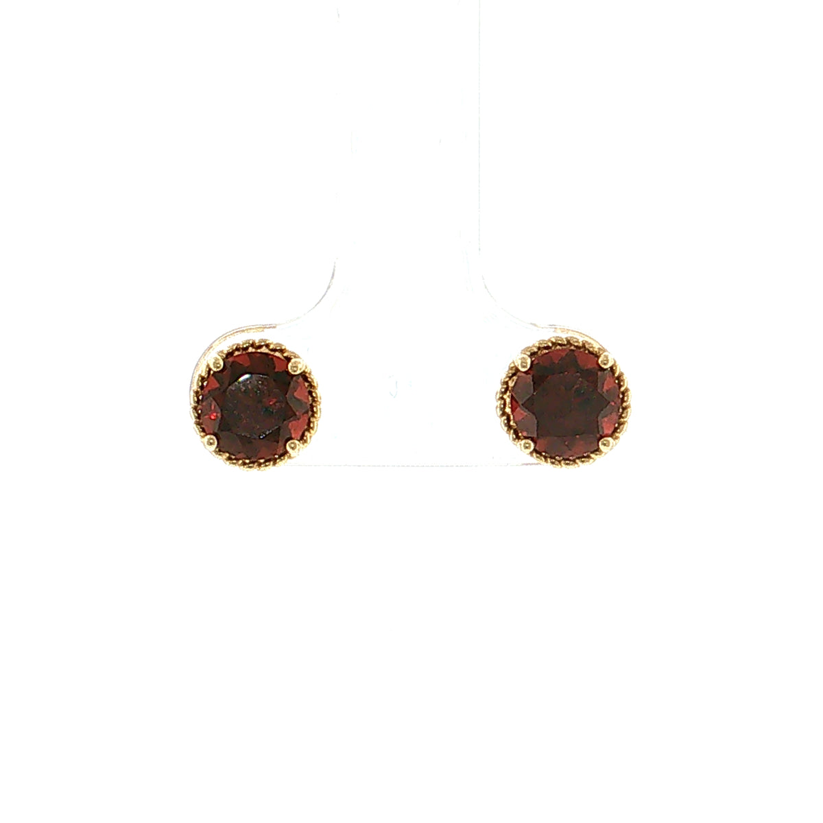 2.30 Round Garnet Stud Earrings 14k Yellow Gold