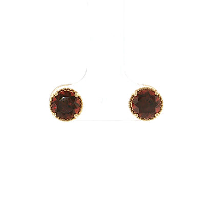 2.30 Round Garnet Stud Earrings 14k Yellow Gold
