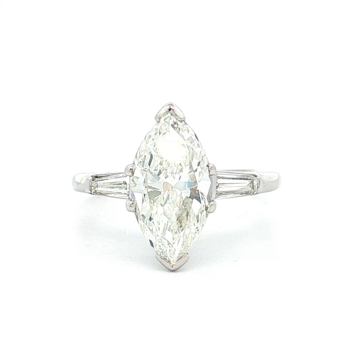 2.33 Vintage Marquise Diamond Engagement Ring Platinum – Filigree Jewelers