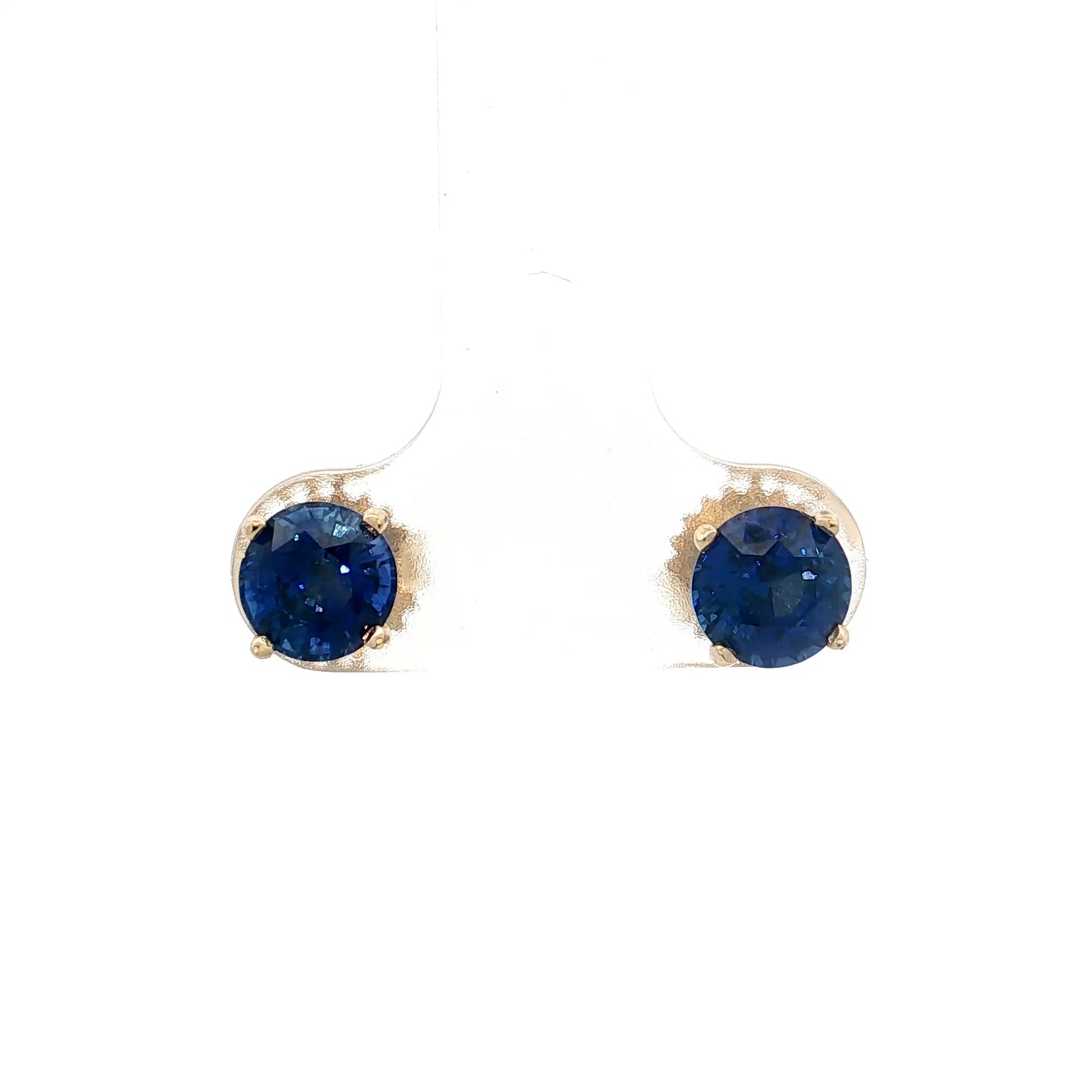 2.34 Round Sapphire Stud Earrings 14k Yellow Gold